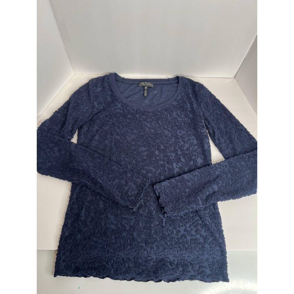 RAG & BONE New York Stretch Casual Tee Top, Dark Blue Size XS